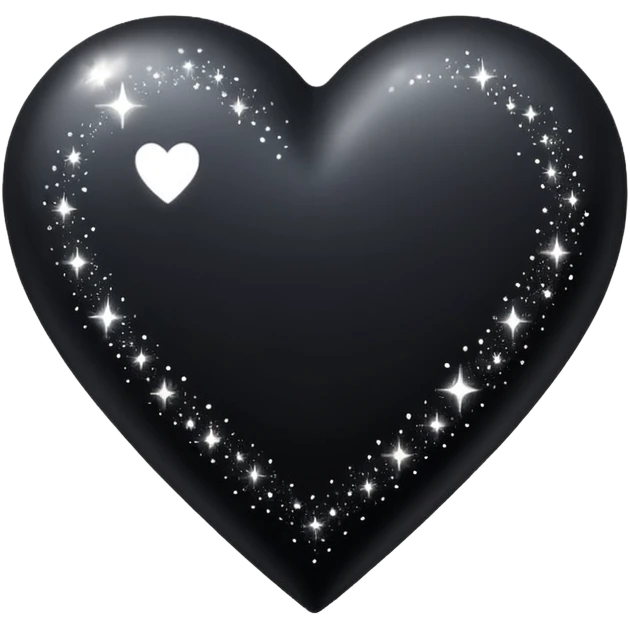 a black heart with tiny glitter dust on it emoji