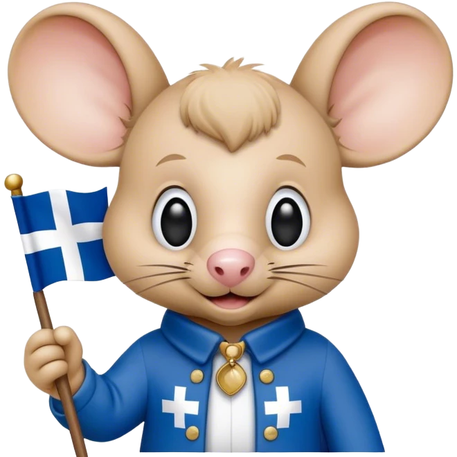 Topo Gigio holding a  Finland flag ￼ emoji
