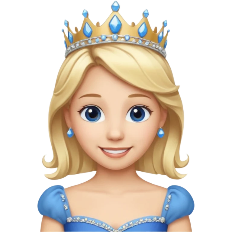 Princess in Blue Dress with Tiara, Blonde Hair emoji