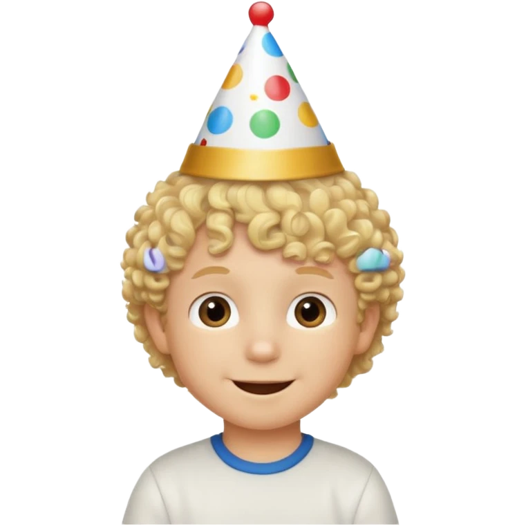 a little boy with birthday hat, blond curly hair















 emoji
