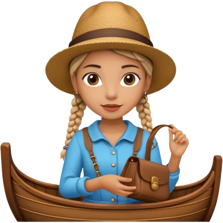 venice gondolier girl with braids, hat top flat emoji