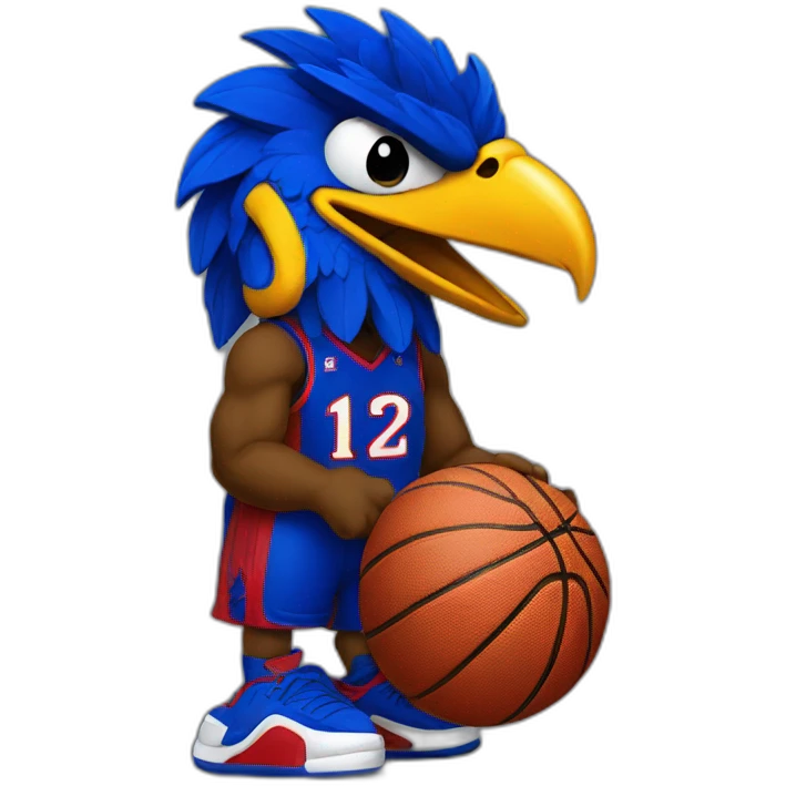jayhawk mascot holding basketball emoji