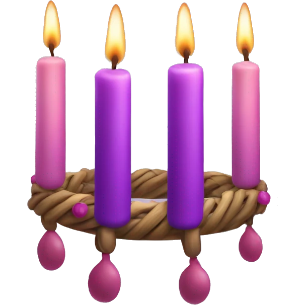 advent wreath with three purple candles and one pink candle emoji