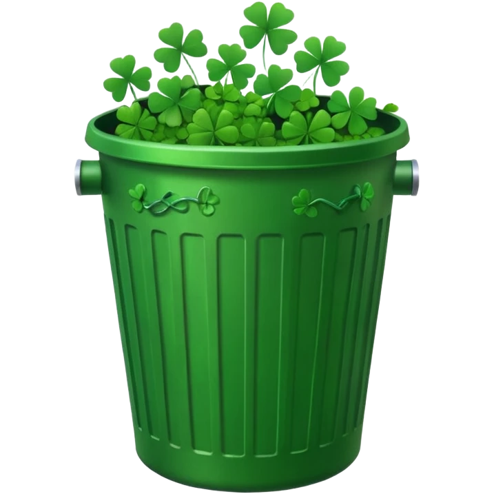 trash bin with lucky clovers emoji