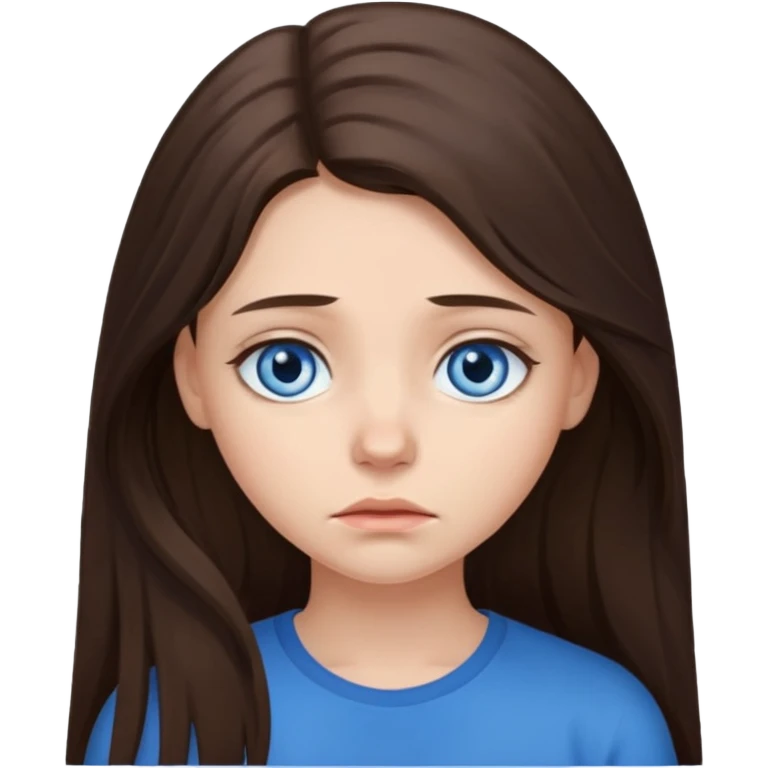 sad brunette long hair blue eyed girl  emoji