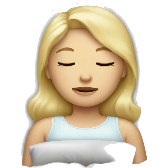 blonde girl sleeping with pillows emoji