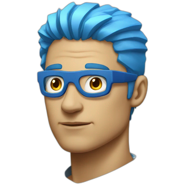 Portrait Super hero man tech with blue hair emoji