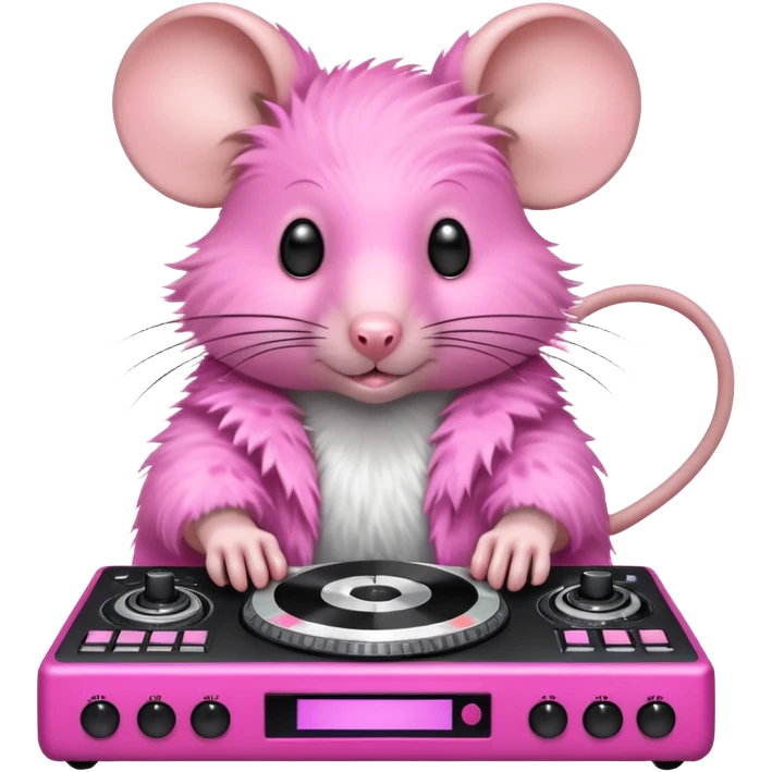 Pink rat using dj decks emoji
