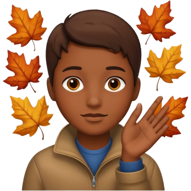  Brown autumn on hand emoji