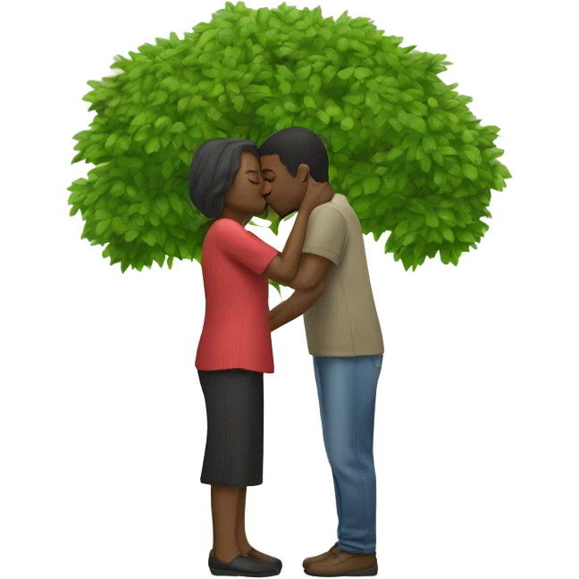 Man and woman kissing under a tree emoji