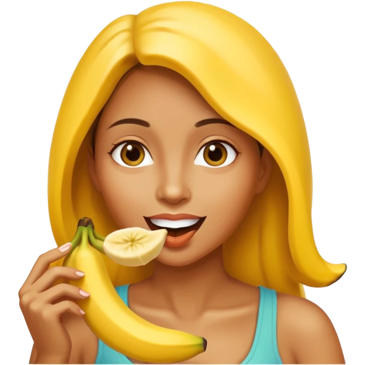 Frau isst Banane am Stück emoji