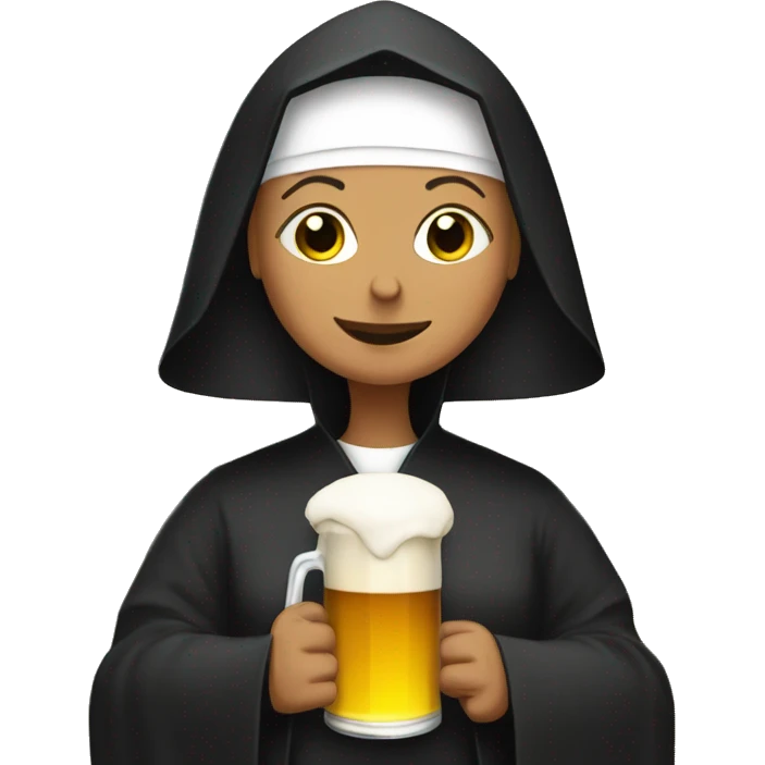 nun with a  beer emoji