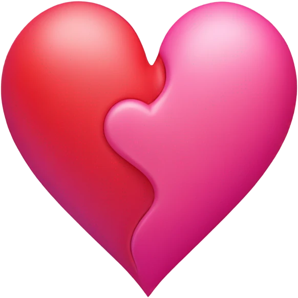 heart made of pink and red halves emoji