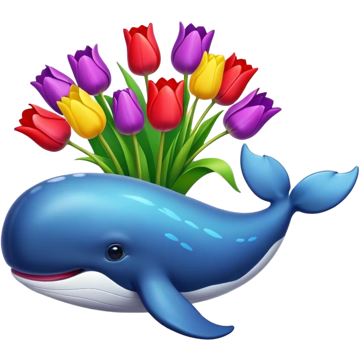 Ballena con flores de tulipanes emoji