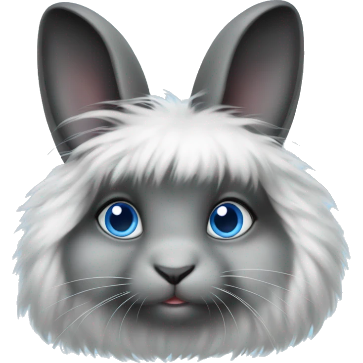 Black and white angora rabbit blue eyes  emoji