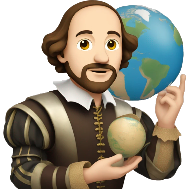 Shakespeare holds a globe in his hands emoji
