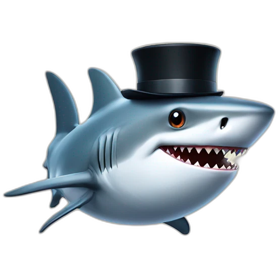 Shark with a top hat emoji