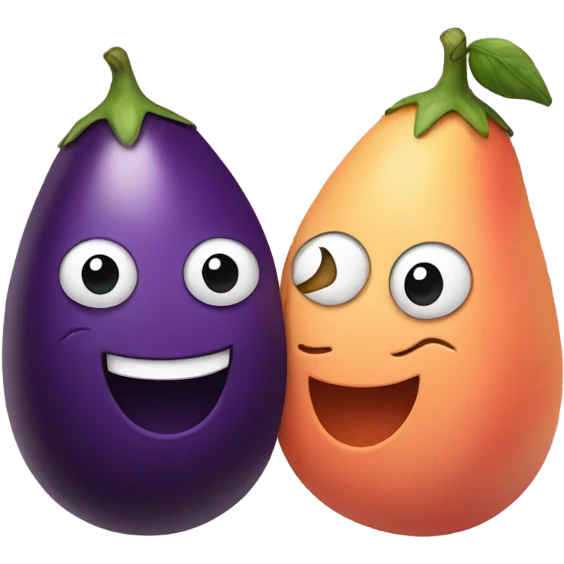 eggplant touching peach emoji