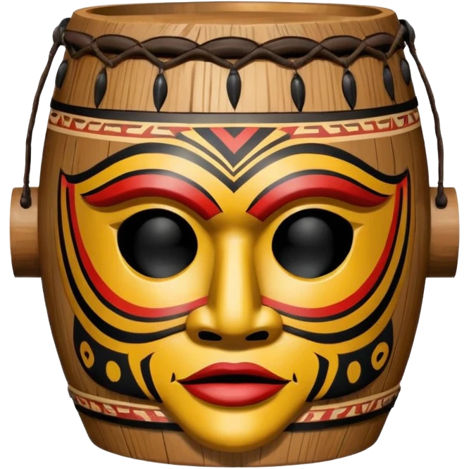 Drum Mask – Mask shaped with drum top, tribal style. emoji