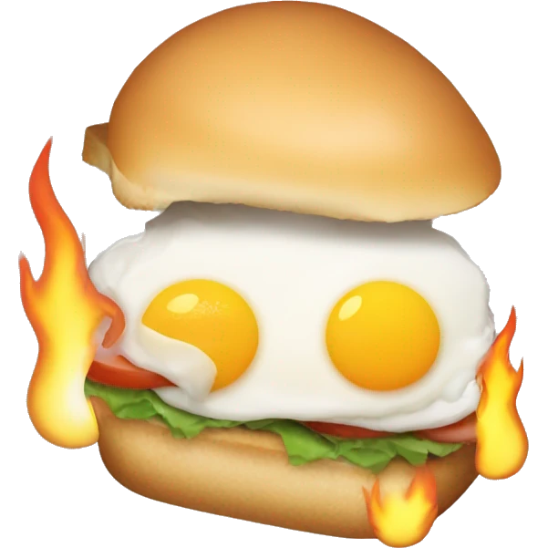 An egg sandwich on fire emoji