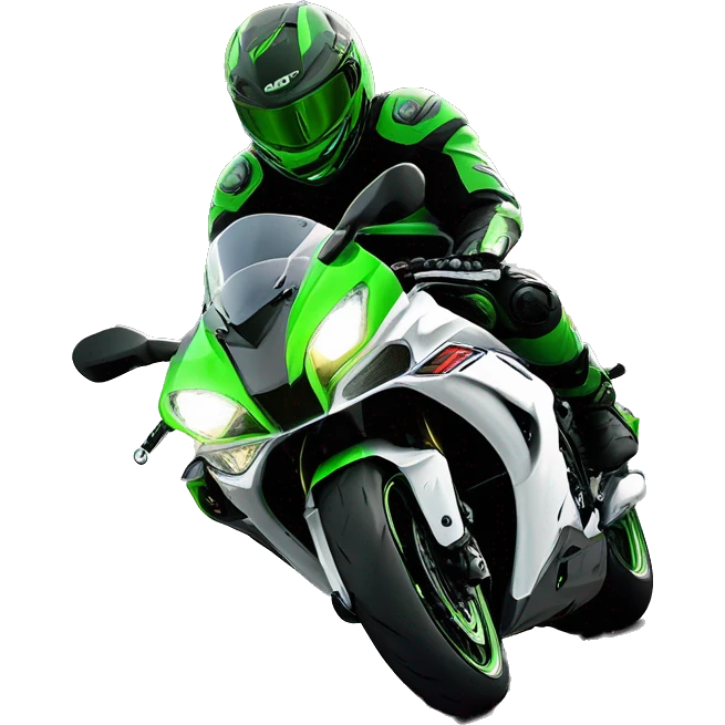  Piloto acenando na estrada de sua Kawasaki Zx10R 2018 preta emoji