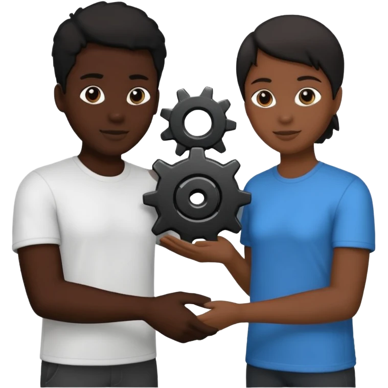 person silhouette handing a gear to another emoji