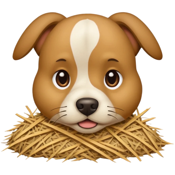 mud and hay stuck on dog face emoji