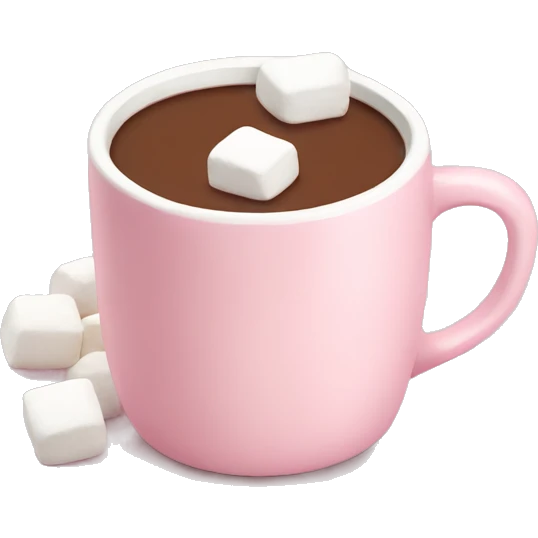 Light Pink mug of hot chocolate with marshmallows  emoji