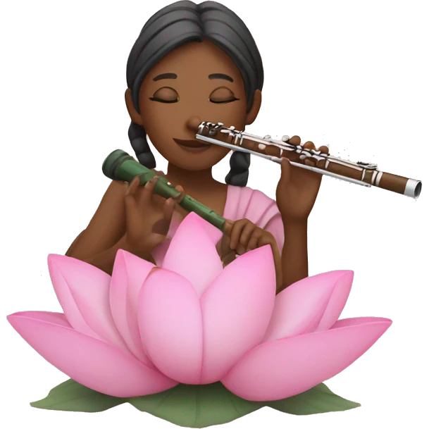 pink aesthetic lotus with flute  emoji