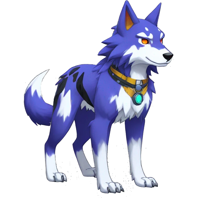  Cool Edgy Colorful Digimon-Fakemon-Wolf with edgy markings full body emoji