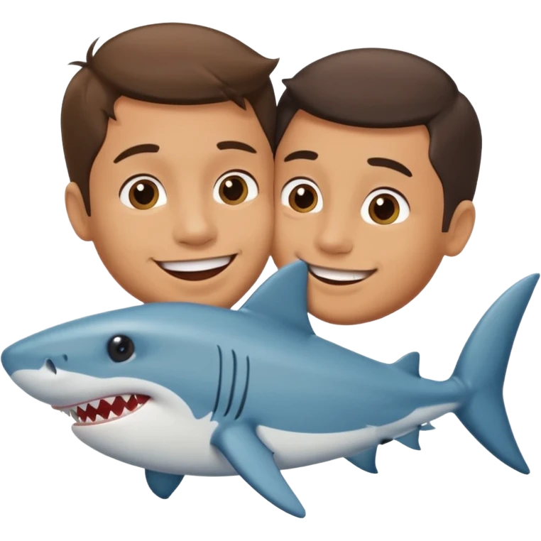 Man kissing a picture of a shark emoji