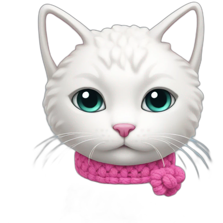 White cat with pink crochet in paws emoji