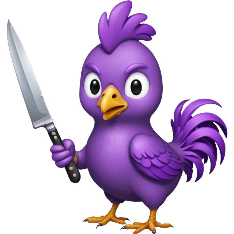 purple chicken holding knive emoji