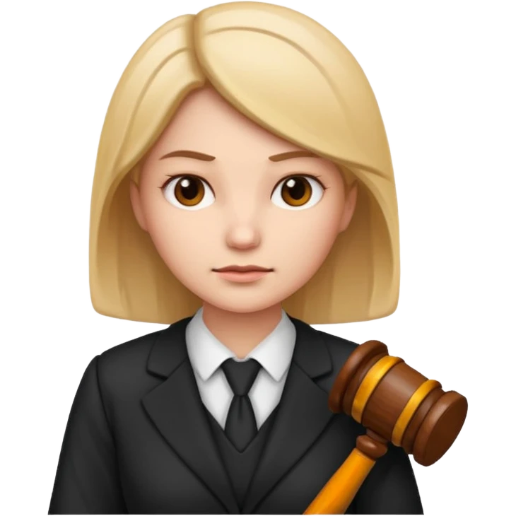 lawyer emoji, female, holding a gavel, neutral background emoji
