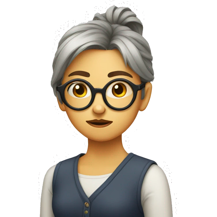 Girl with a round glasses is annoyed emoji