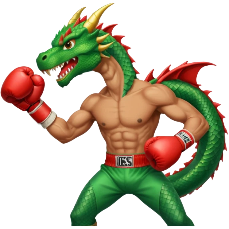 a boxer fighting with a green dragon emoji