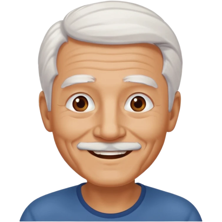 Illustrated emoji of an old man, white hair, no beard, no mustache, dark eyes, tanned skin  emoji