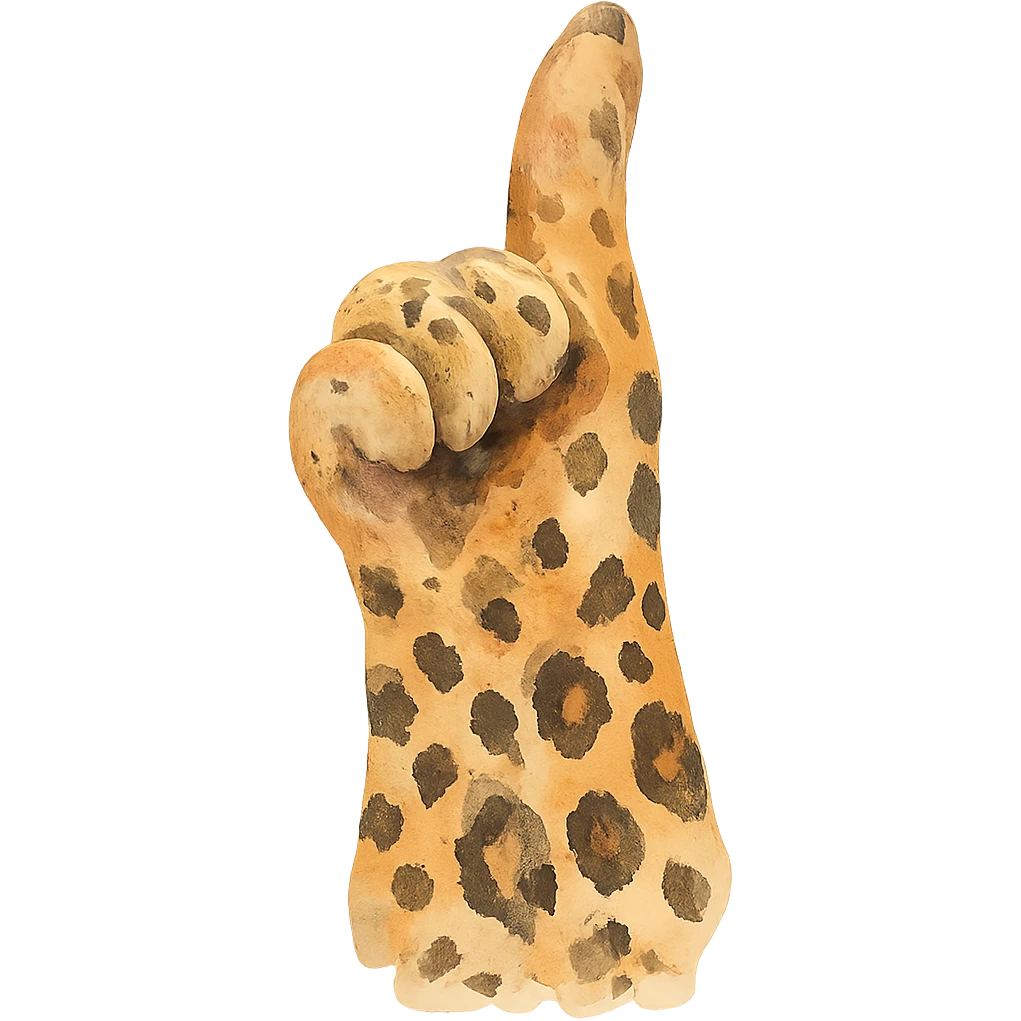 aesthetic leopard paw pointing up with beautiful leopard coloring in watercolor style emoji