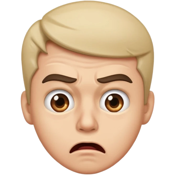 A disgusted face with a raise eyebrow and mouth agape in shock/disgust emoji