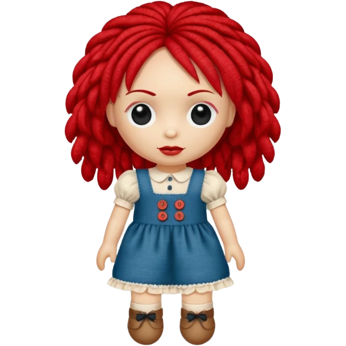 rag doll with button eyes red hair emoji