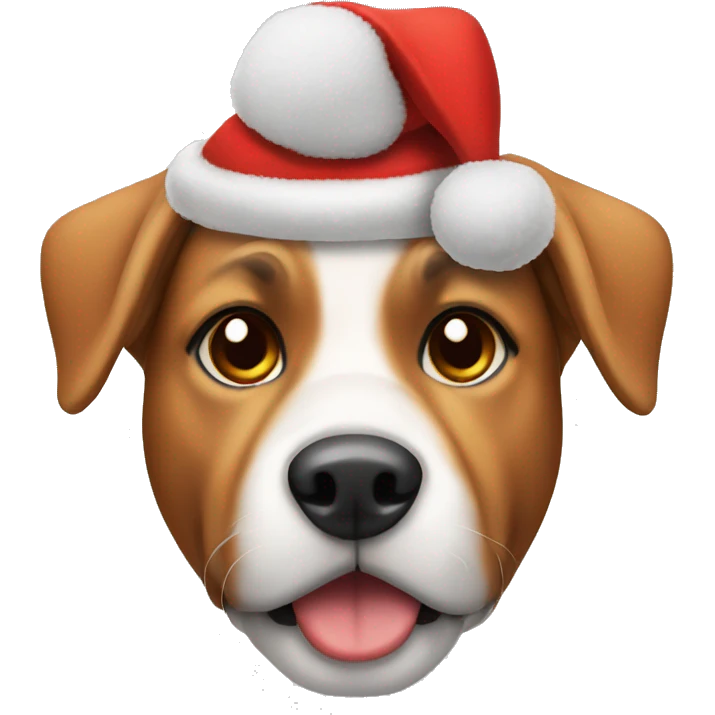 Dog wearing a Christmas hat emoji