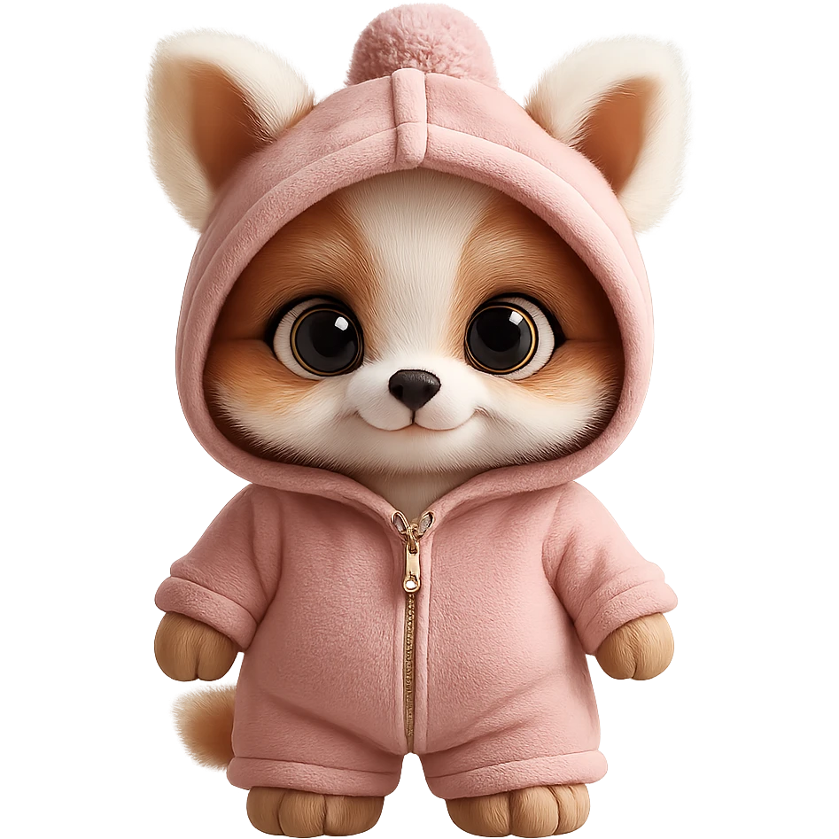 Remove the background, keep only the animal in pink clothing, realistic style, preserve transparency. emoji