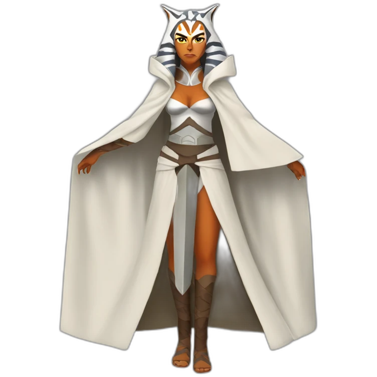 voluptuous ahsoka tano (full body, horns) white cloak emoji