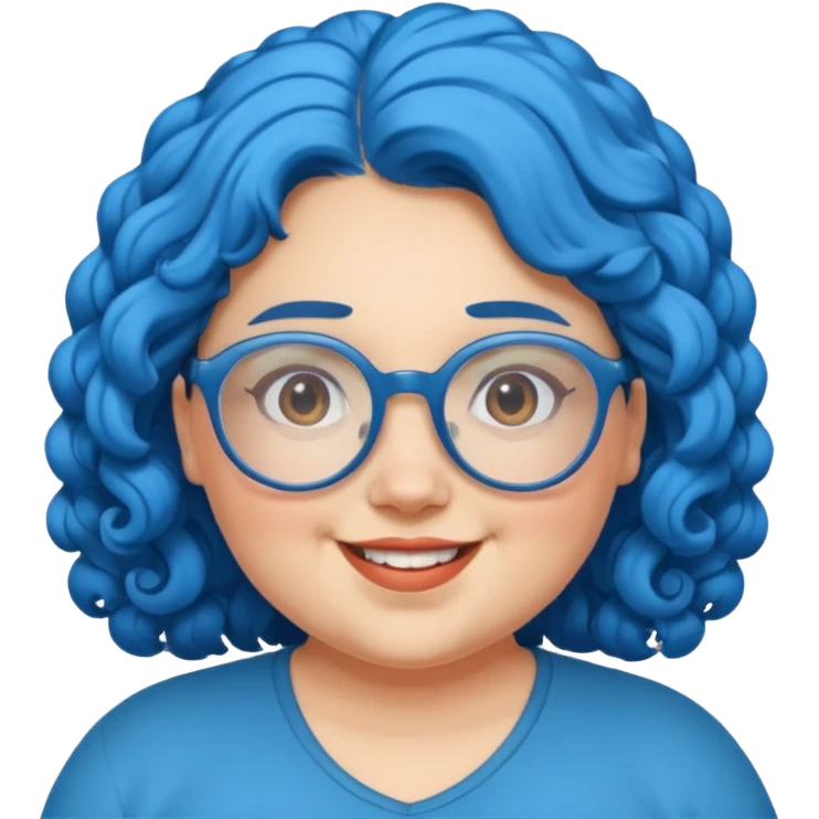 curly fat girl with blue hair and glassess emoji