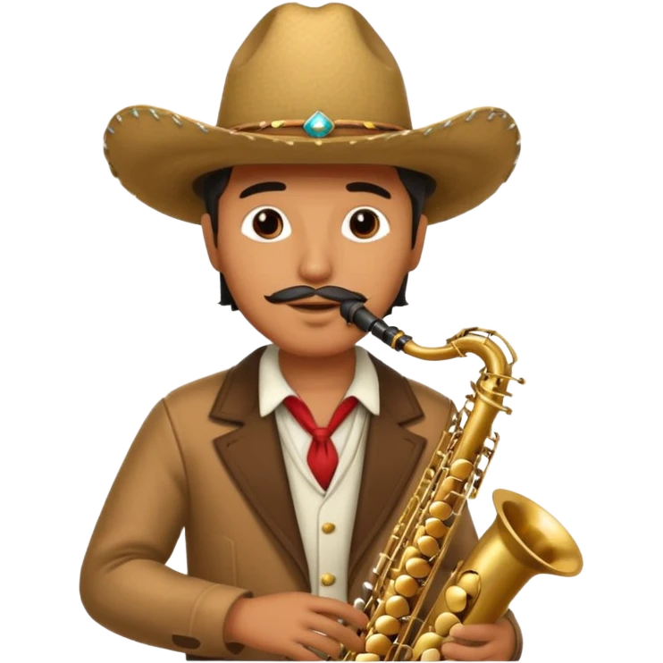 Mexican man with cowboy playing the saxophone  emoji