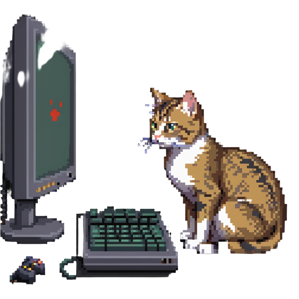 tabby cat playing computer game emoji