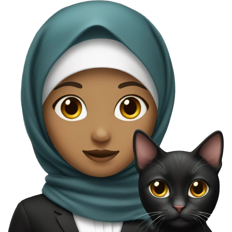 hijab women with tuxedo cat emoji