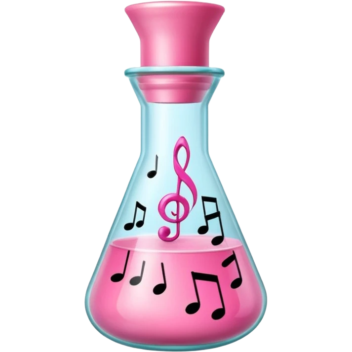 bublegum pink flask beaker with music coming out emoji