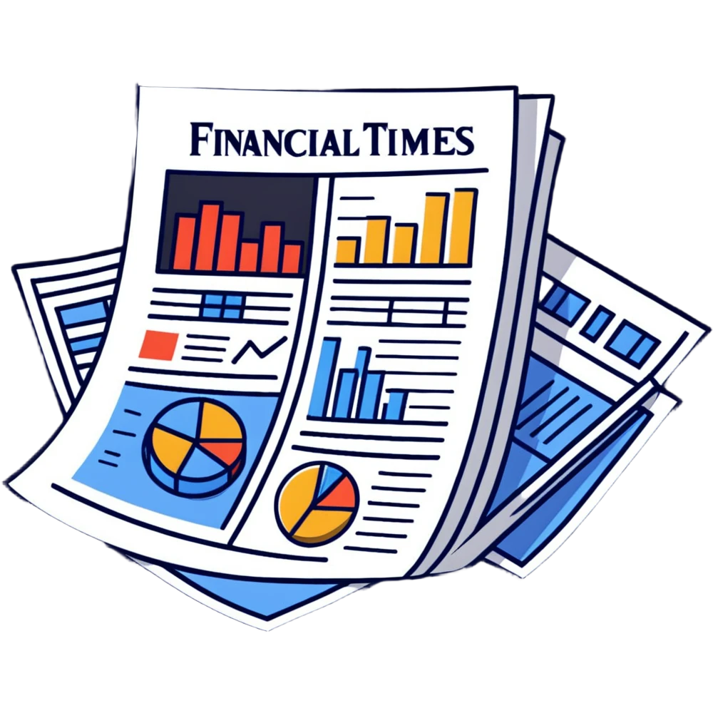 Financial Times newspaper with charts and graphs emoji