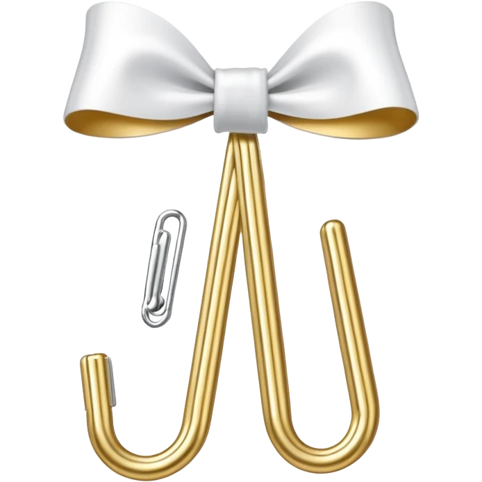 one gold paper clip with one small white bow in the middle emoji